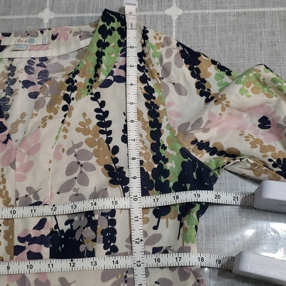 BODEN Leaf Floral 100 % Linen Dress, Size 10R
